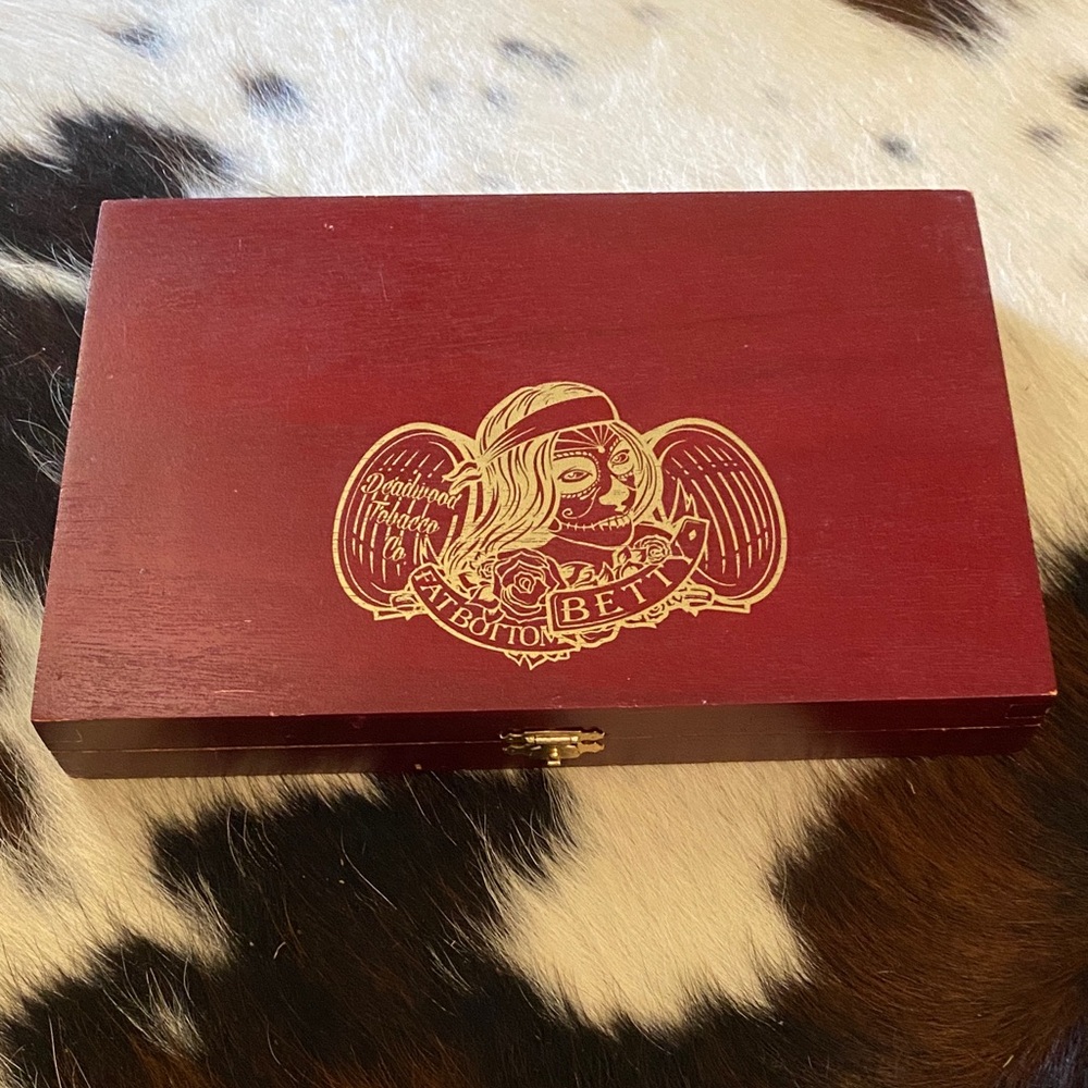 Red Wooden Box with Gold Design